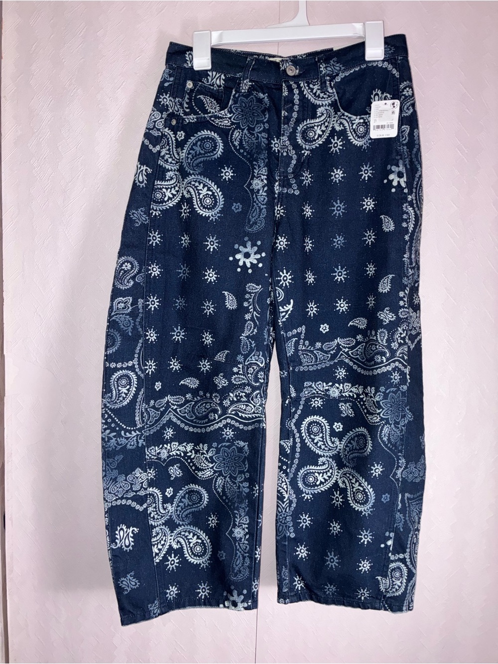 Free People We the Free Printed Good Luck Barrel Jeans - Picture 6 of 12